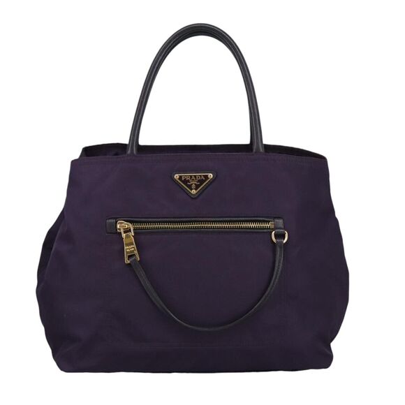 Prada Hand Bag Nylon Purple Gold Auth #155934P31B - Picture 13 of 15